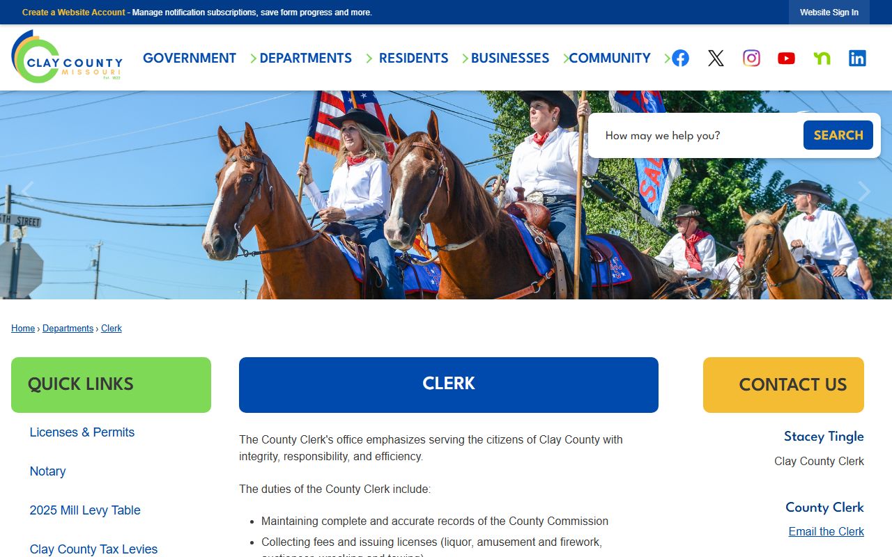 Clay County County Clerk administrative records page
