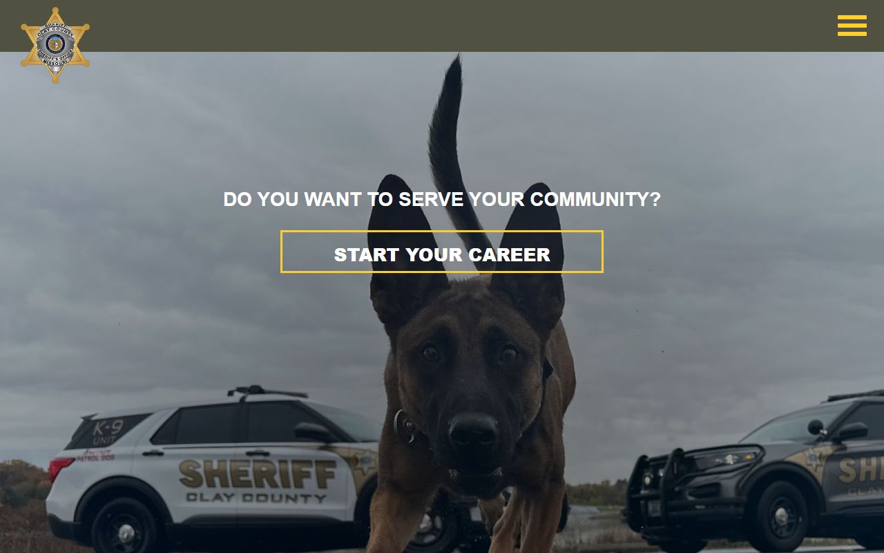 Clay County Sheriff's Office home page with detention and records links