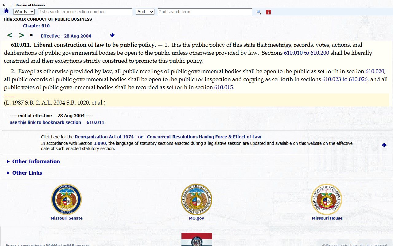 Clay County court records Missouri Sunshine Law access statute