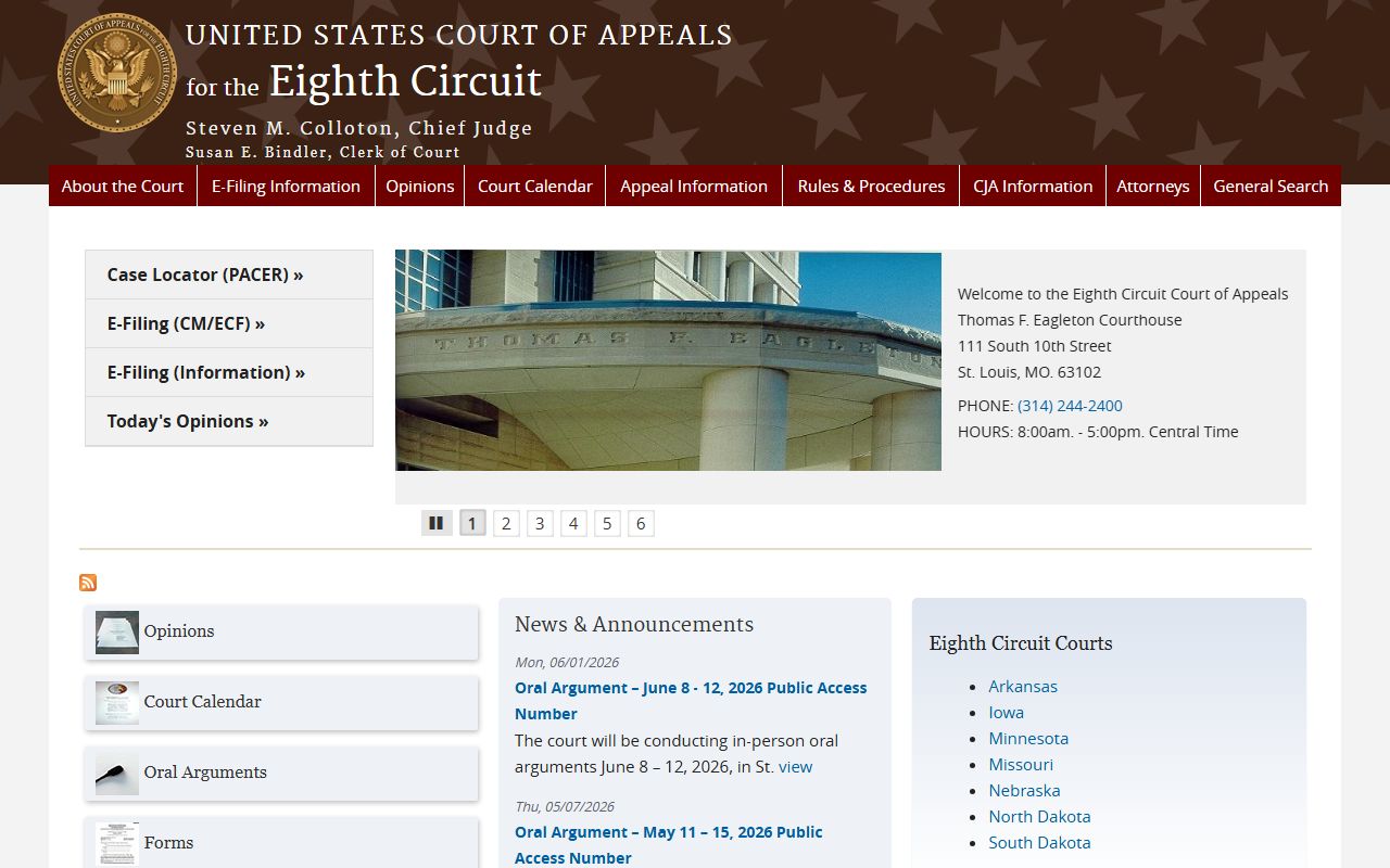 Clay County federal appellate court records Eighth Circuit