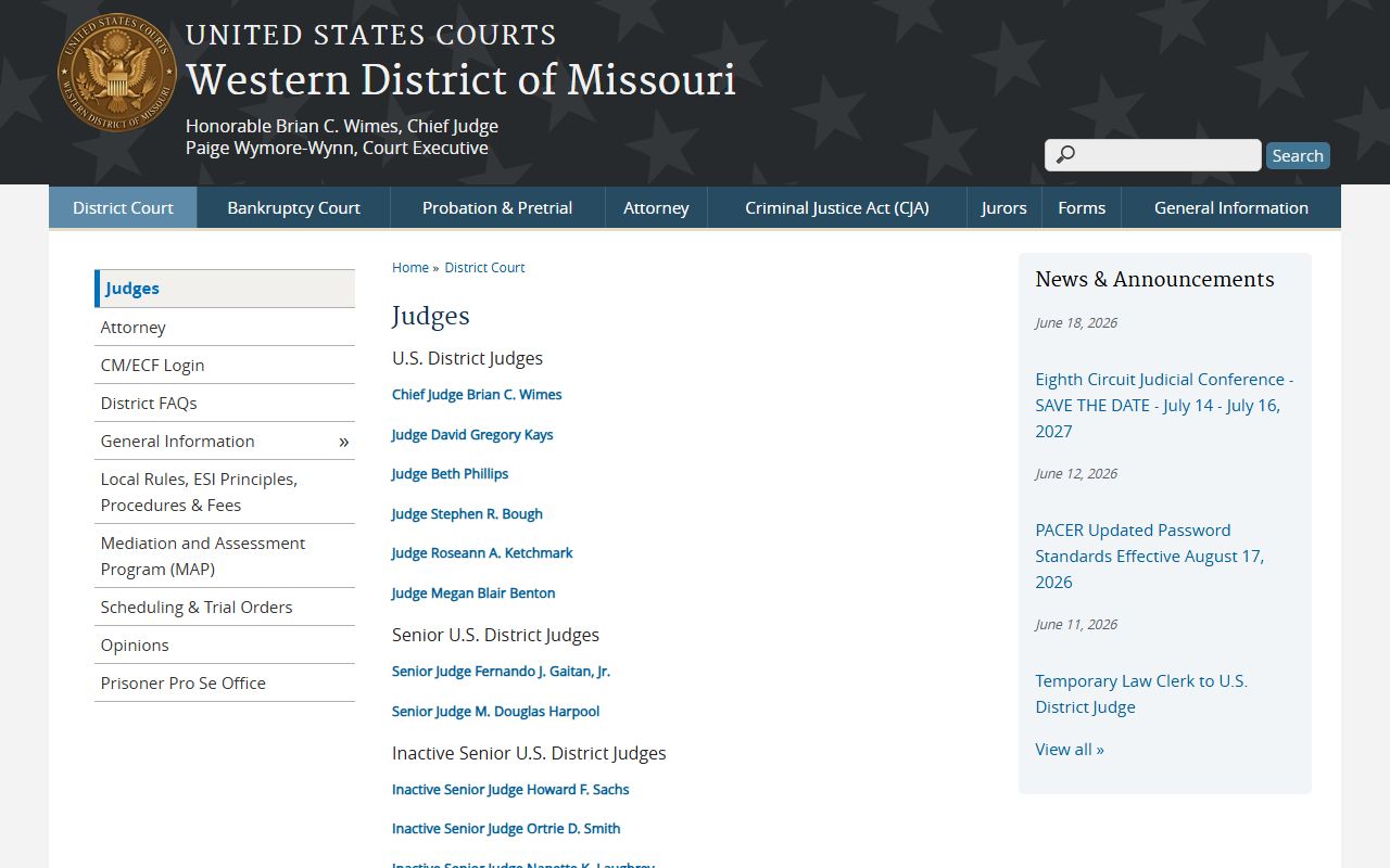 Clay County federal district court judges records