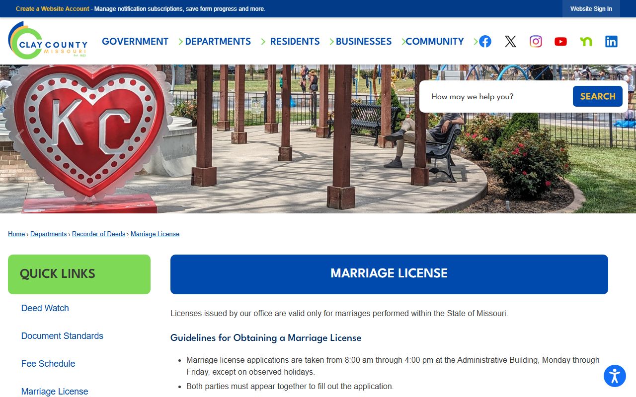 Clay County marriage records marriage license page