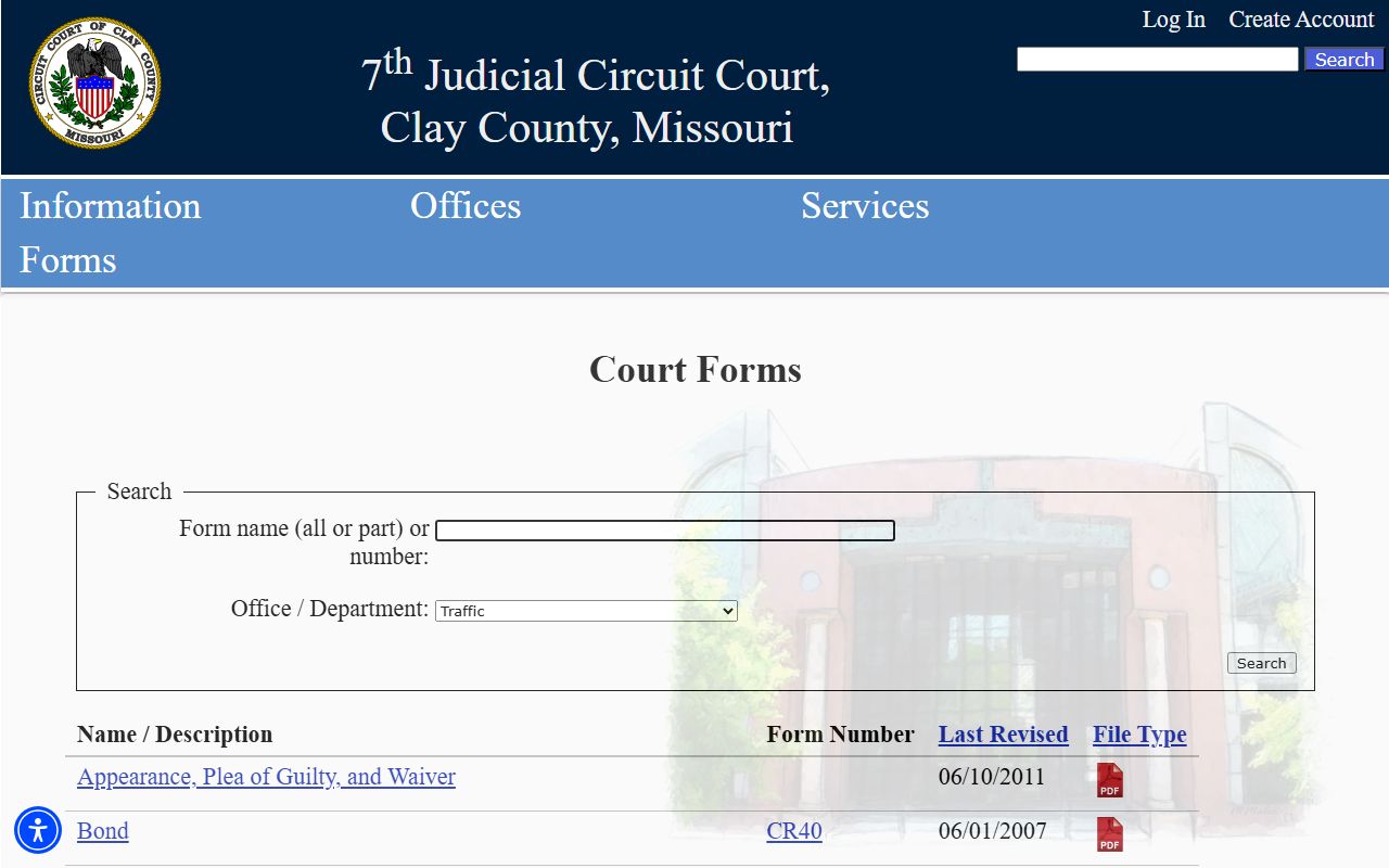 Clay County traffic court records traffic forms page